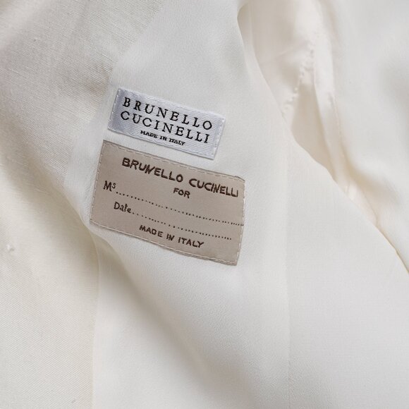 Brunello Cucinelli SS/17 Cream Linen Crystal-Embellished Double-Breasted Blazer - Picture 11 of 15